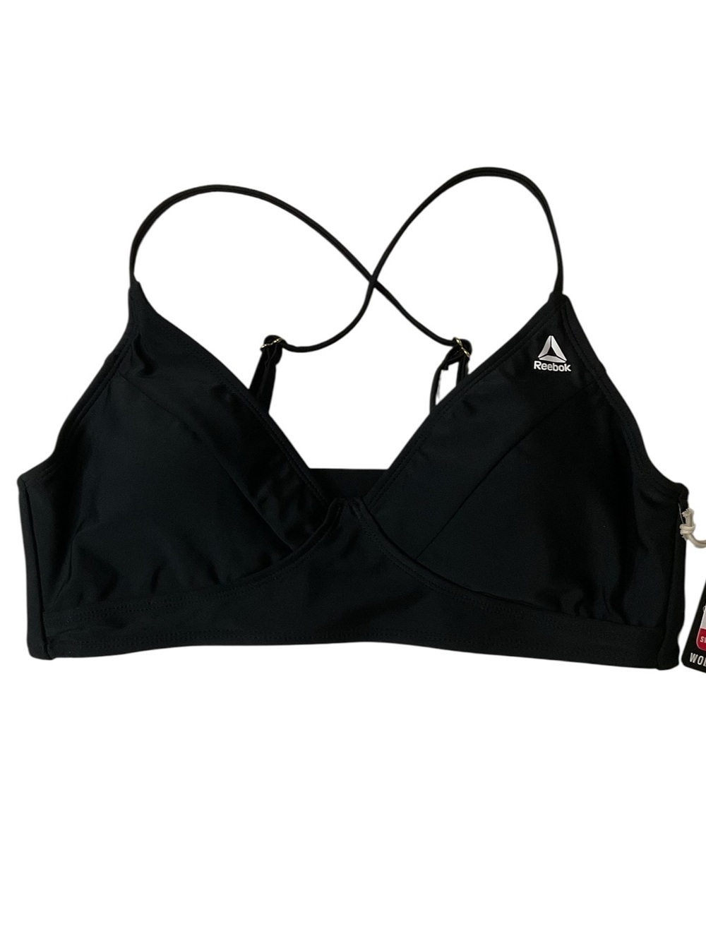 Reebok Black Strappy Cross-Back Sporty Swim Top